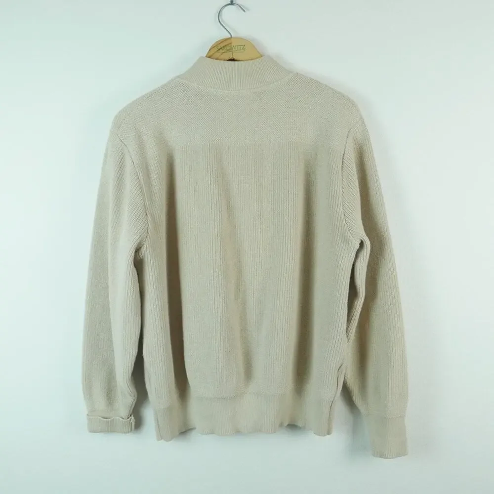 Vintage LL Bean Henley Sweater Large USA Cotton Fisherman Ribbed Knit Pullover - Picture 10 of 10